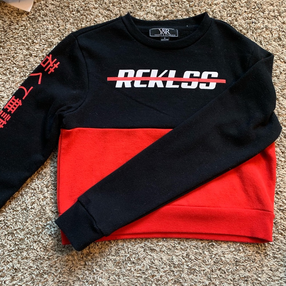 Young and Reckless worn once cropped sweatshirt